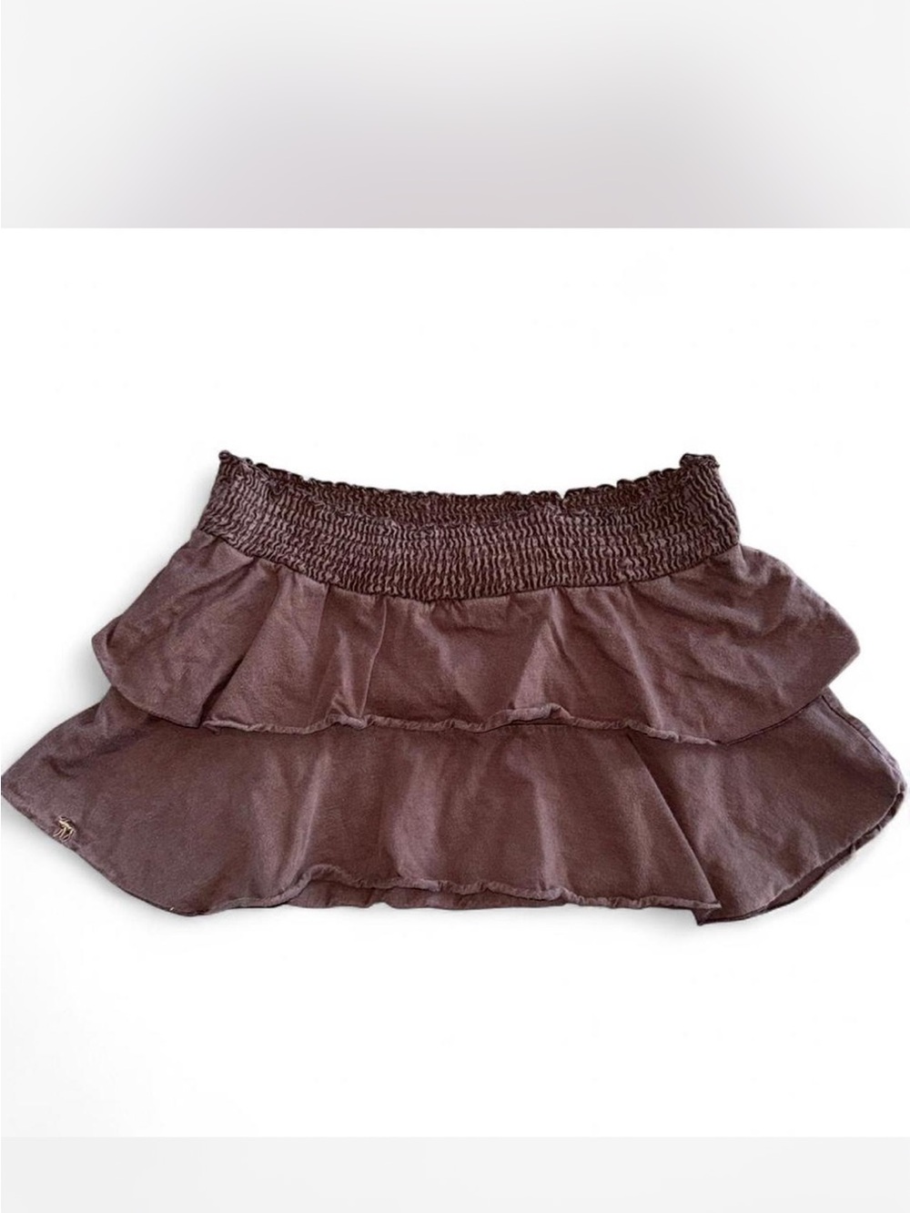 Abercrombie & Fitch Chocolate brown ruffle Mini skirt Low rise Large Vintage Y2K